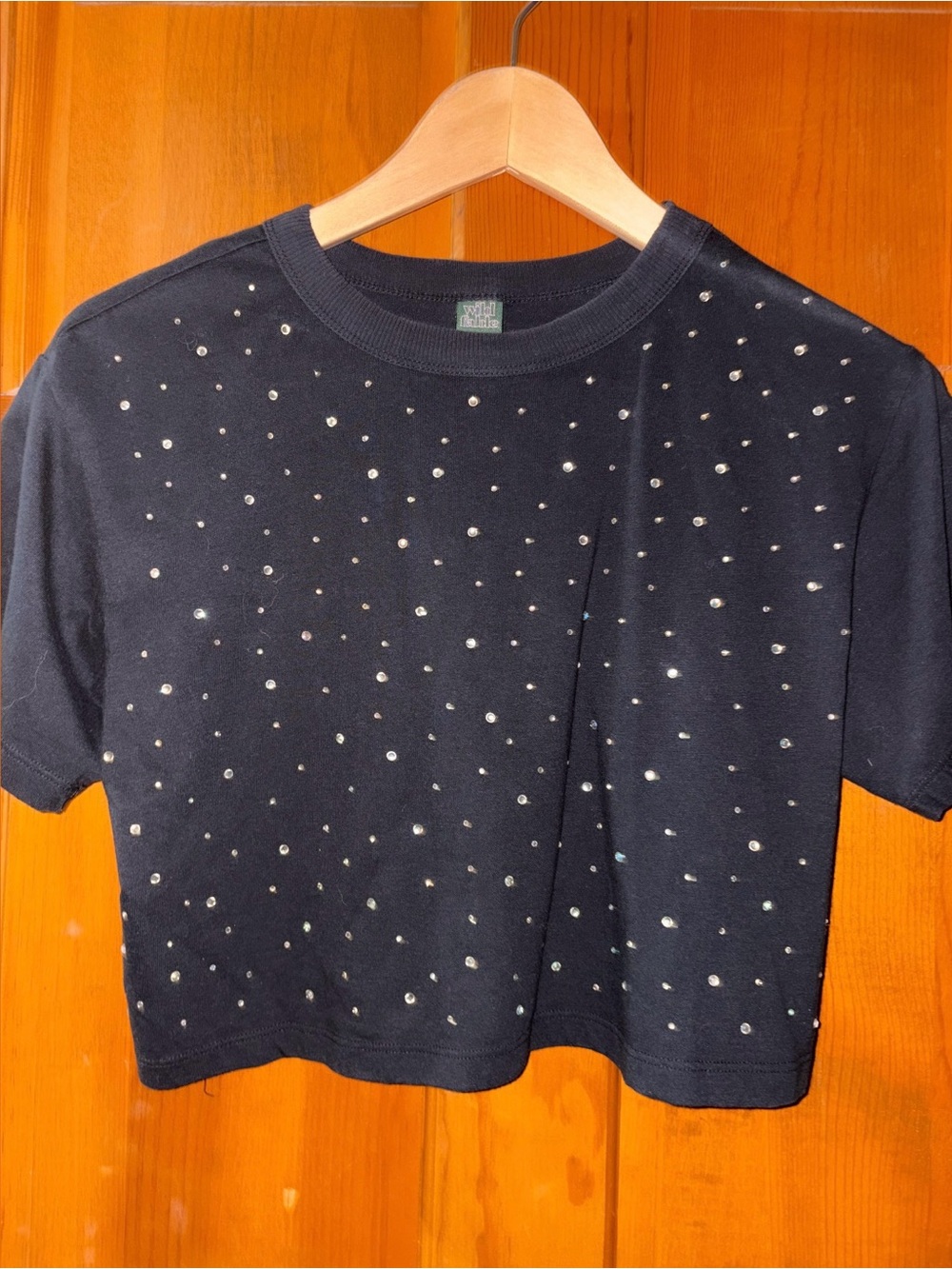 wild fable Black Tee with Silver Stud Accents